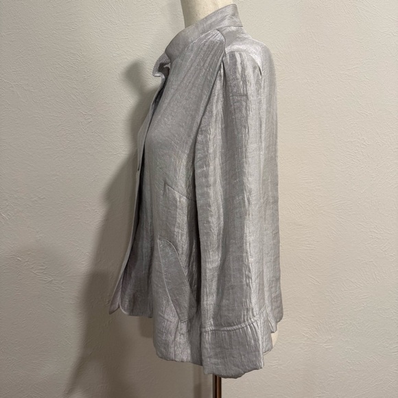 Ruby Rd. Silver Shimmer Button-Up Jacket Size 12 - Picture 5 of 9